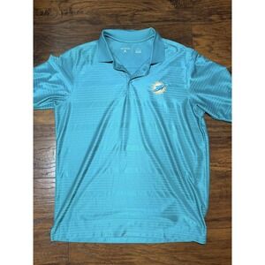 Miami Dolphins Polo Shirt Men's Large Blue Striped NFL Short Sleeve